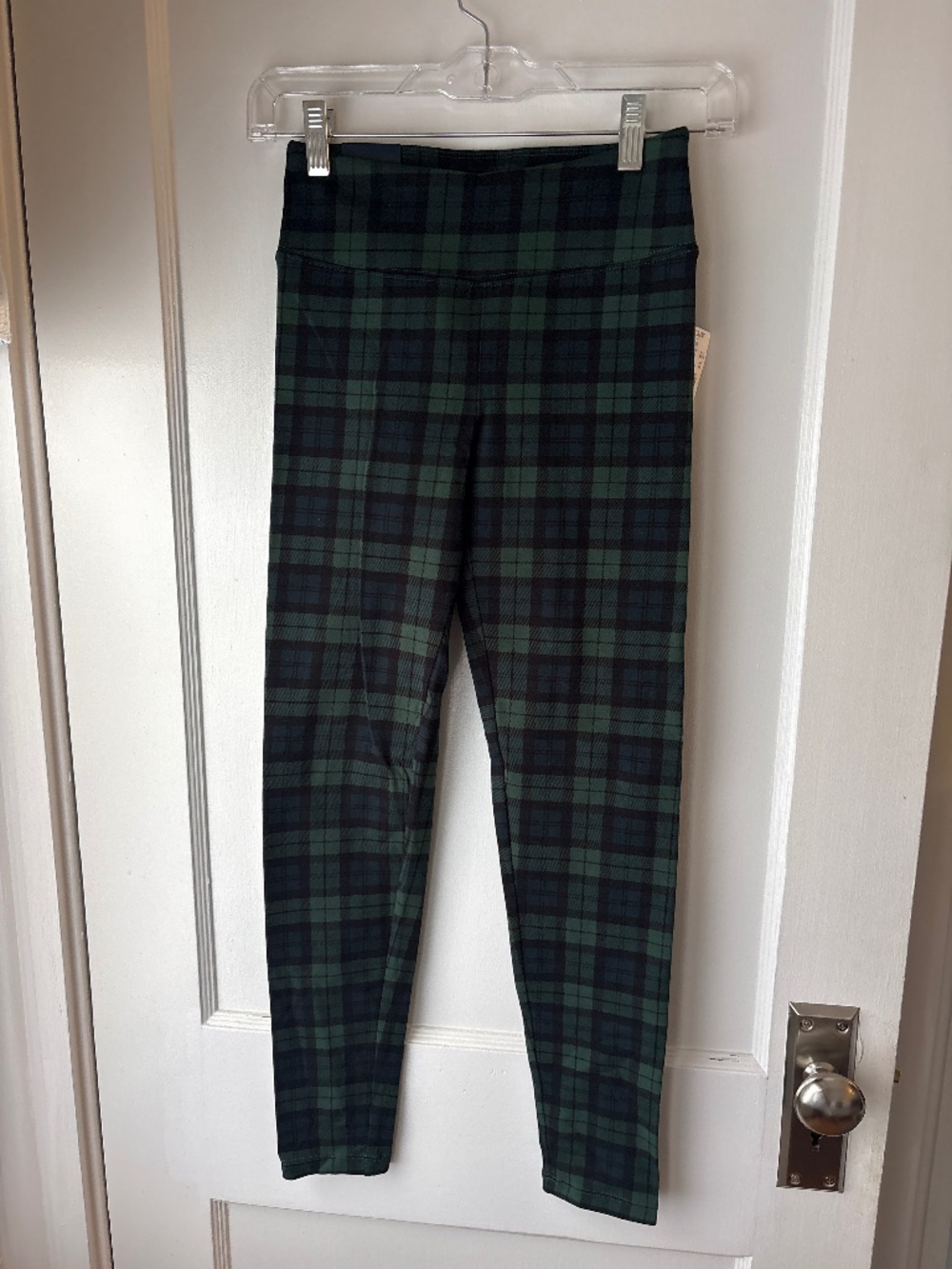 JCrew Full Length Plaid Legging, Black and Green, Sz XS, NWT